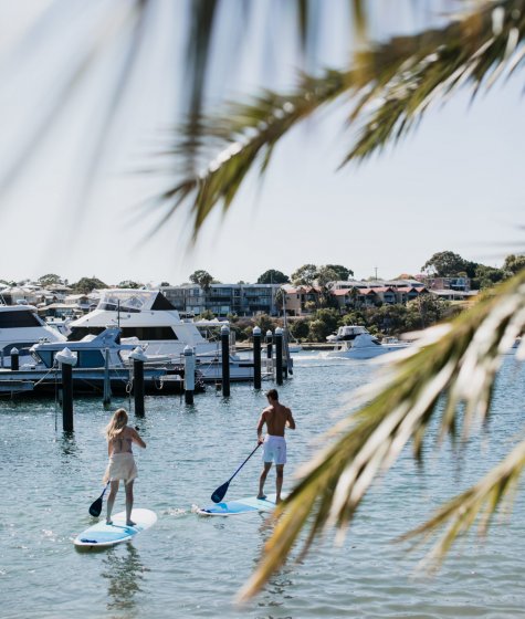 Couple paddleboarding in Fremantle at Pier 21 Image