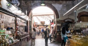 The entrance to the Fremantle Markets, in an old brick building